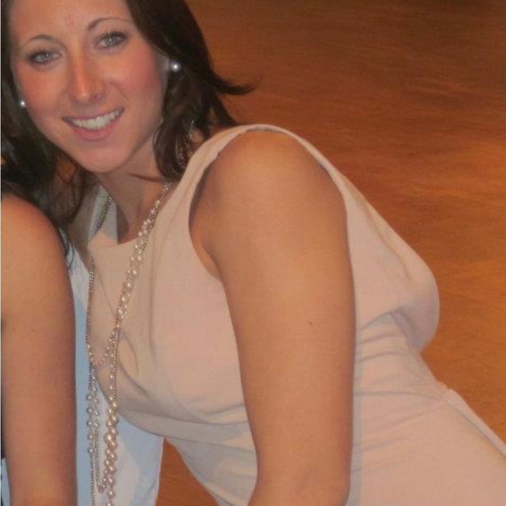Blush dress, deep V-cut back with flat bow